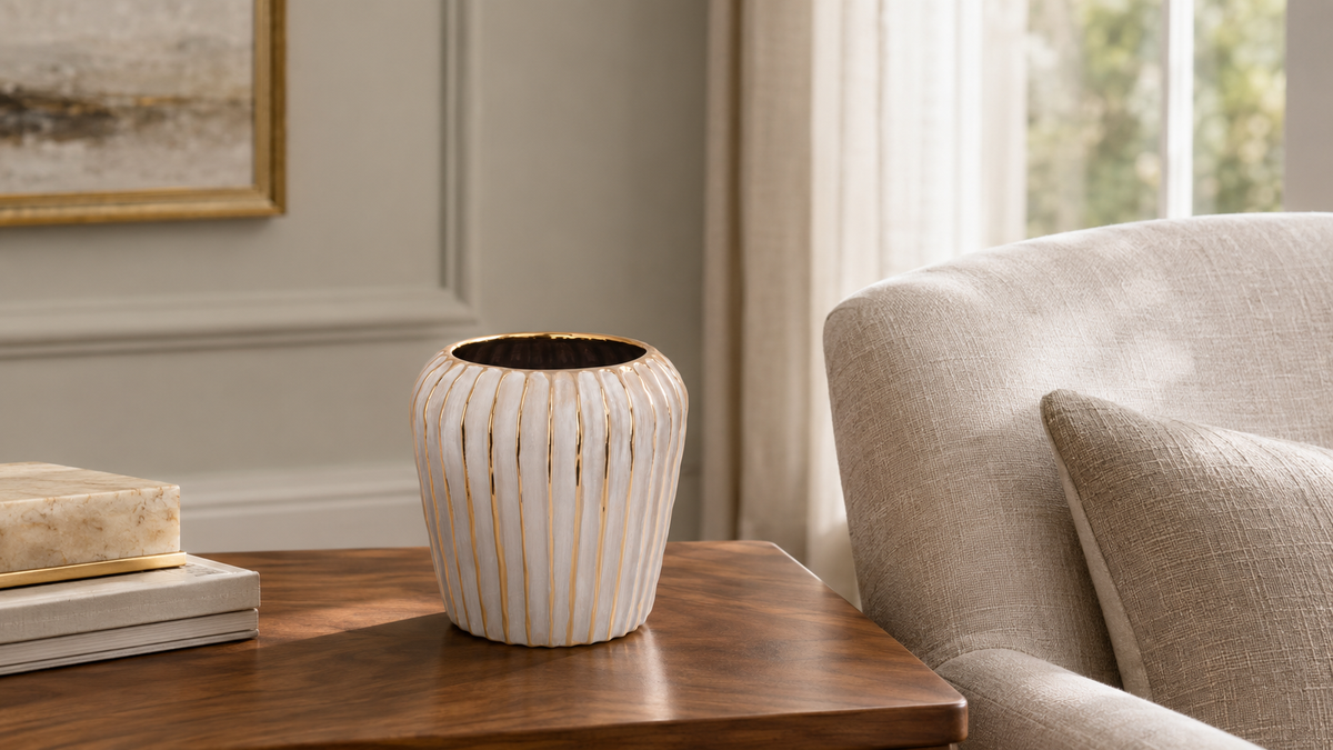Prima Ribbed Ceramic Planter