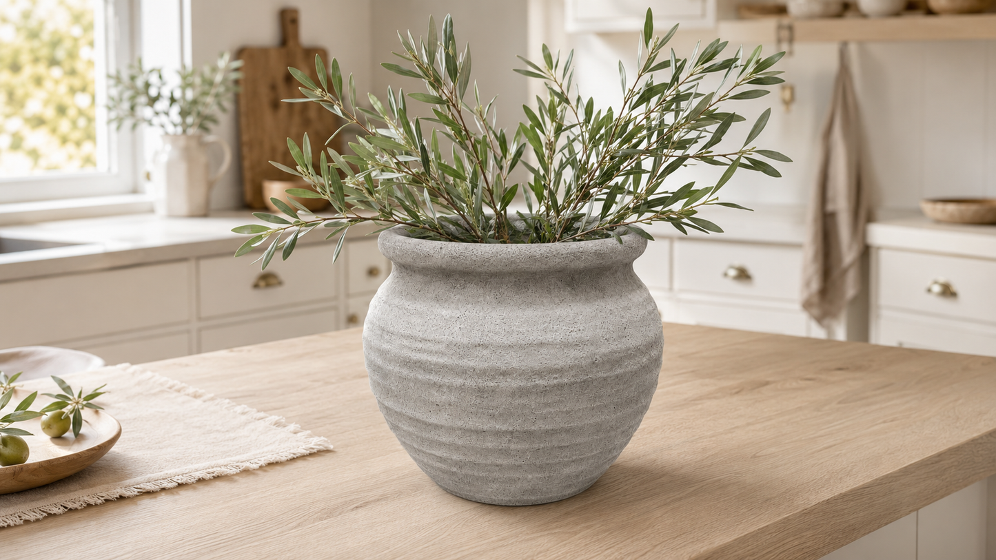 Kamilia Rustic Bell-Shaped Cement Planter