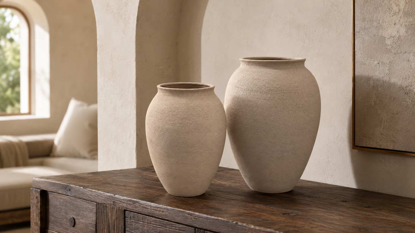 Ori Amphora-Style Textured Ceramic Vase
