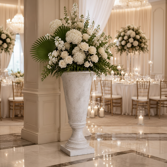 Niya Classic Fiberglass Urn Planter with Pedestal