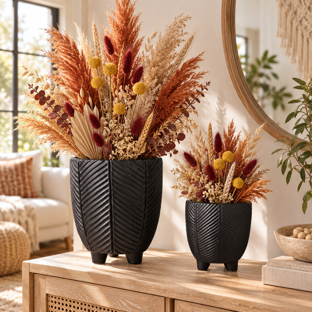 Chevron Pots with Stand Set (Set of 2)