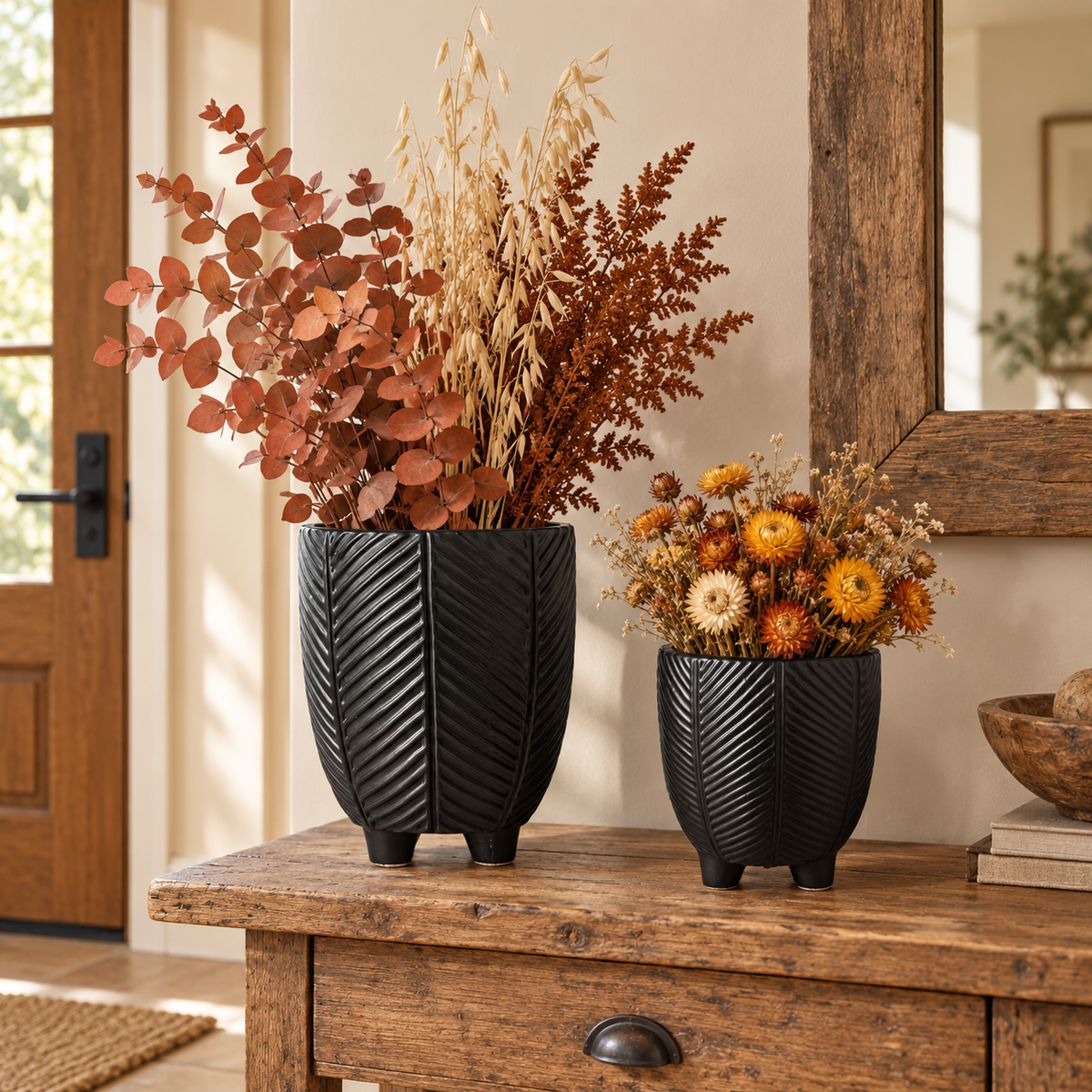 Chevron Pots with Stand Set (Set of 2)