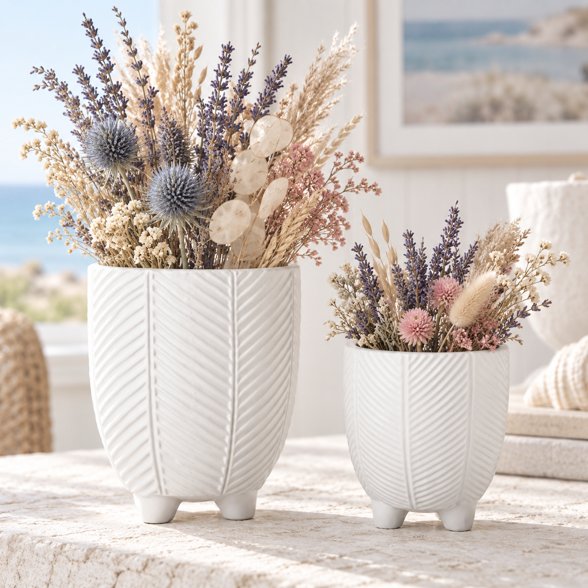 Chevron Pots with Stand Set (Set of 2)