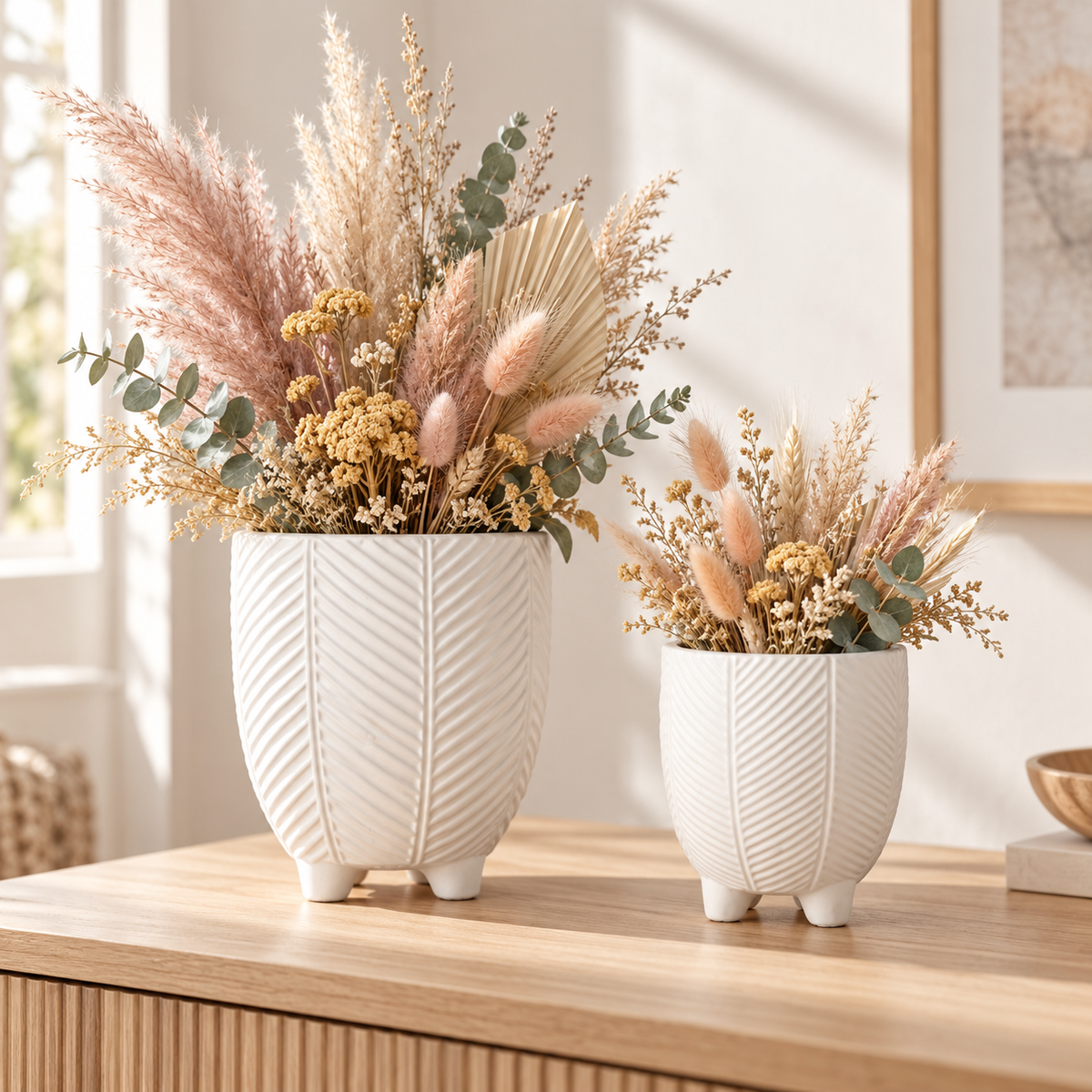 Chevron Pots with Stand Set (Set of 2)