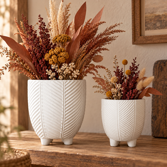 Chevron Pots with Stand Set (Set of 2)