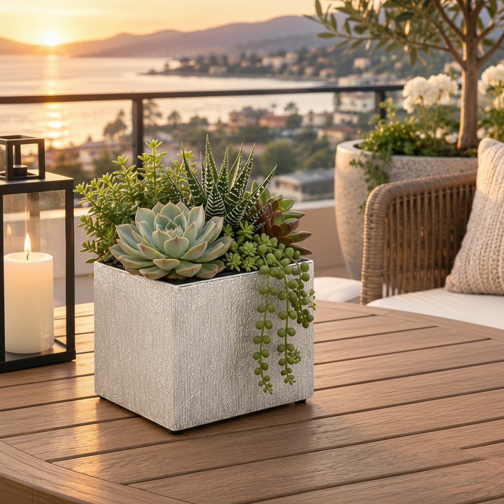 Dara Textured Cube Ceramic Planter