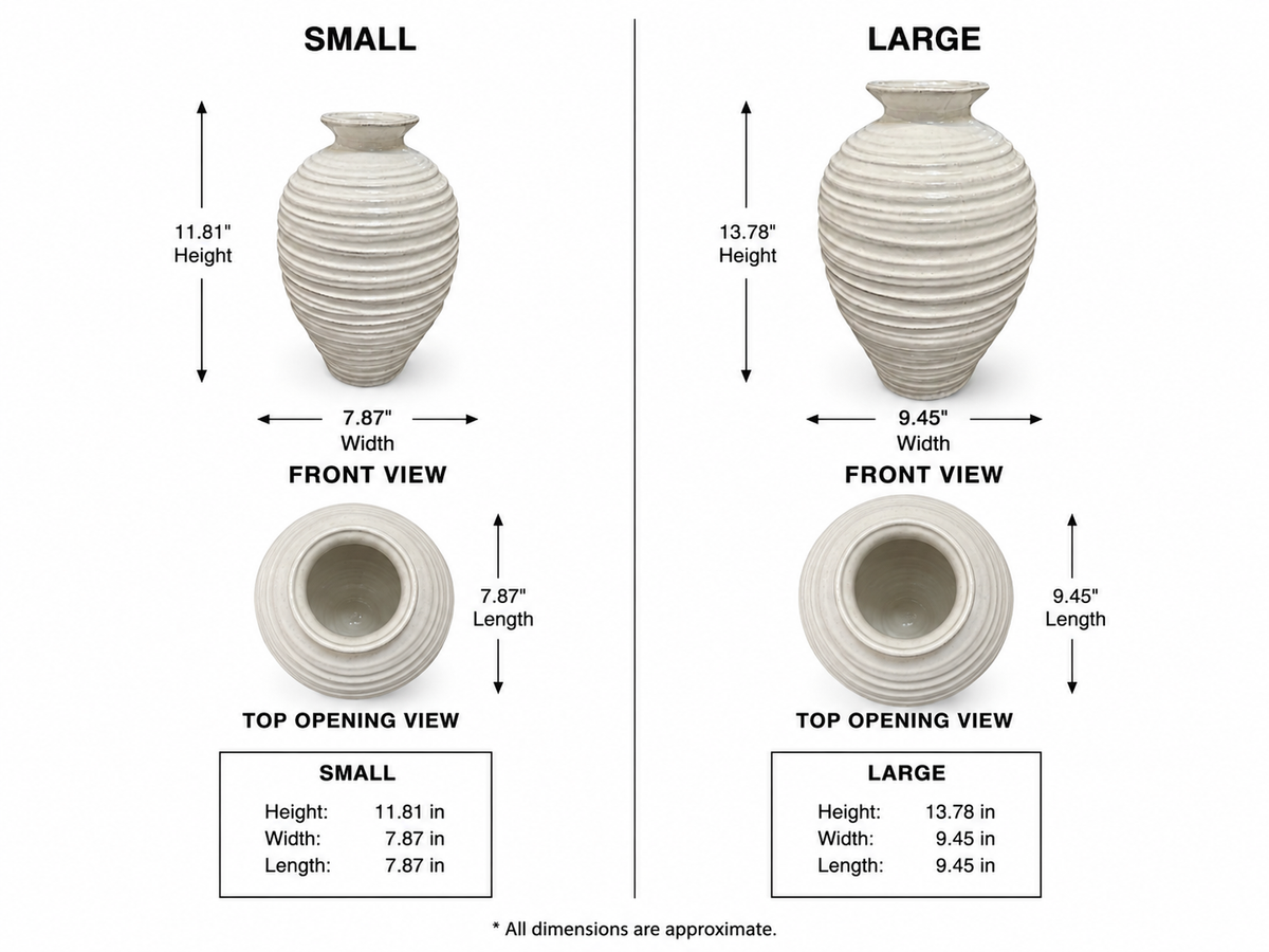 Enzie Beehive-Ridged Ceramic Vase