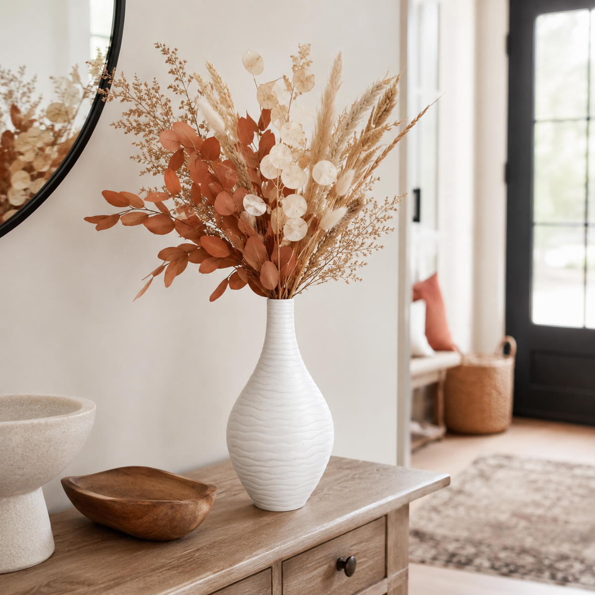 Esau Ribbed Ceramic Bottle Vase