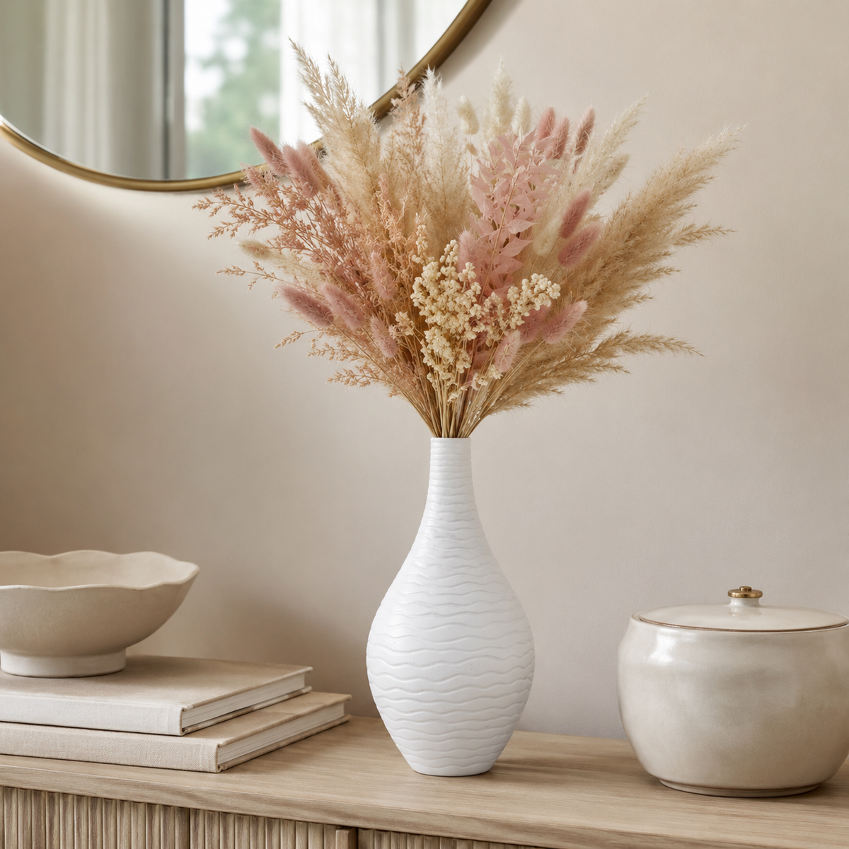 Esau Ribbed Ceramic Bottle Vase