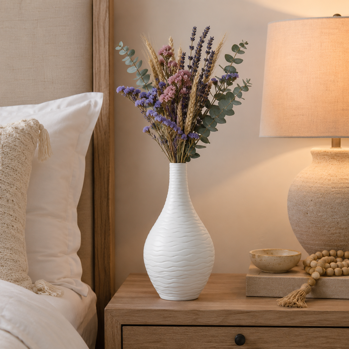 Esau Ribbed Ceramic Bottle Vase