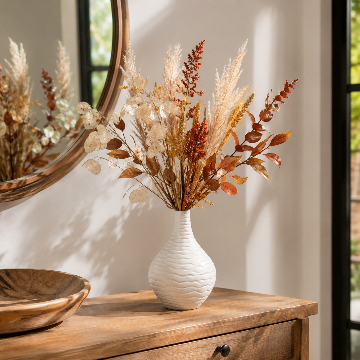 Esau Ribbed Ceramic Bottle Vase
