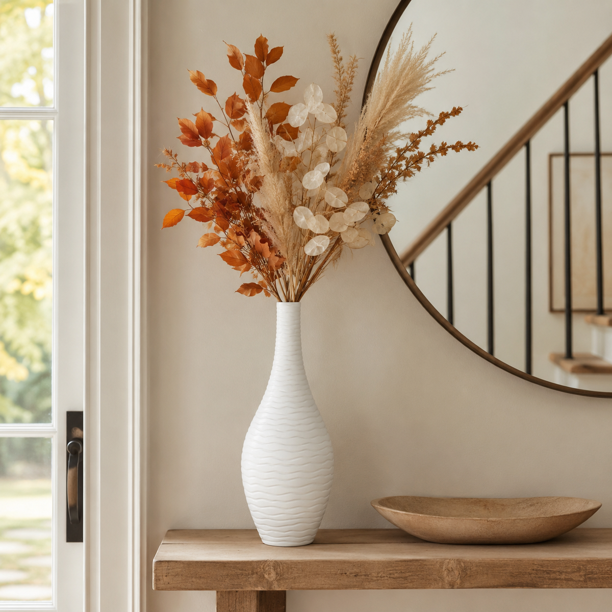 Esau Ribbed Ceramic Bottle Vase