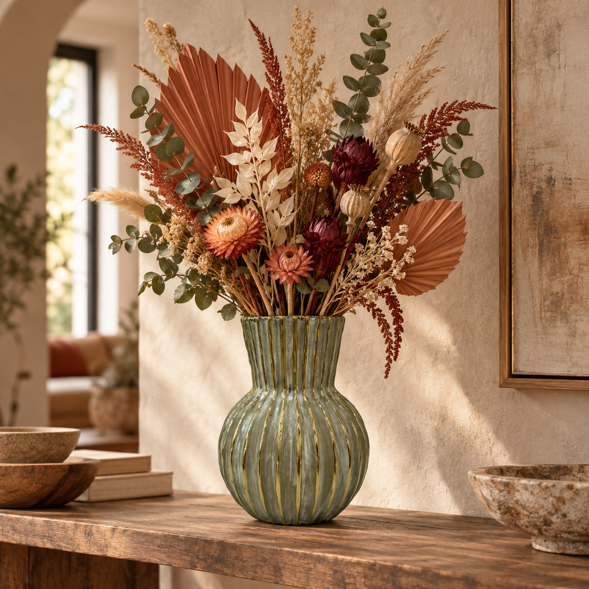 Farrin Ribbed Ceramic Decorative Vase