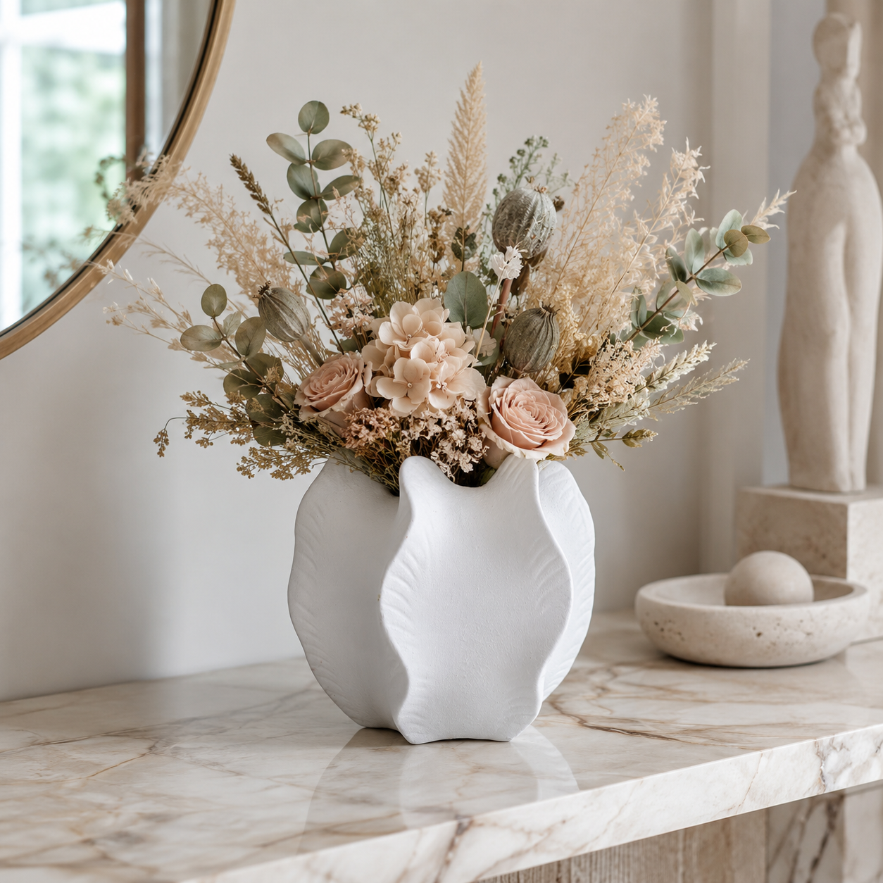 Freya Four-Lobe Sculptural Ceramic Vase