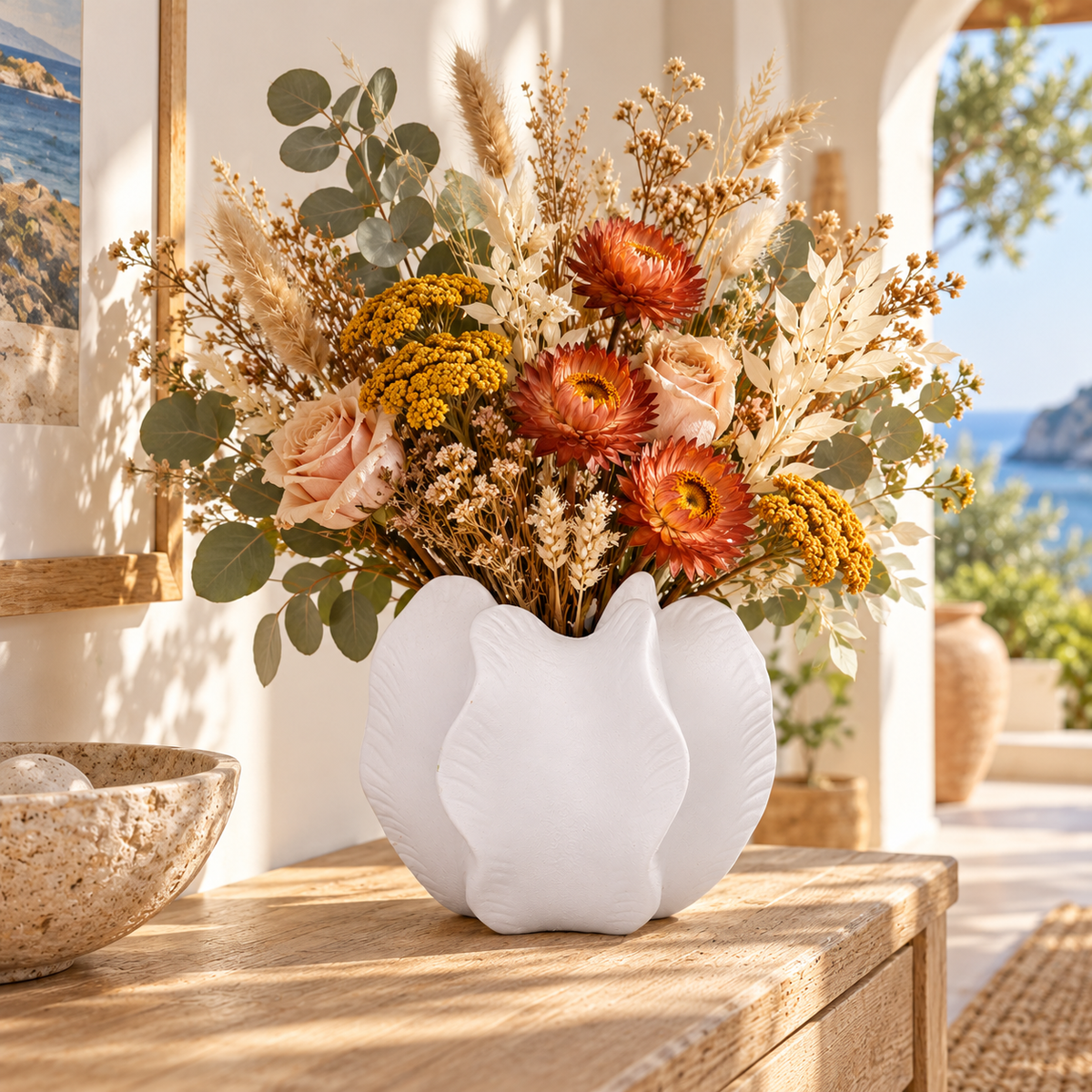 Freya Four-Lobe Sculptural Ceramic Vase