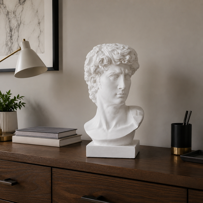 Gaviel White Resin Head Sculpture