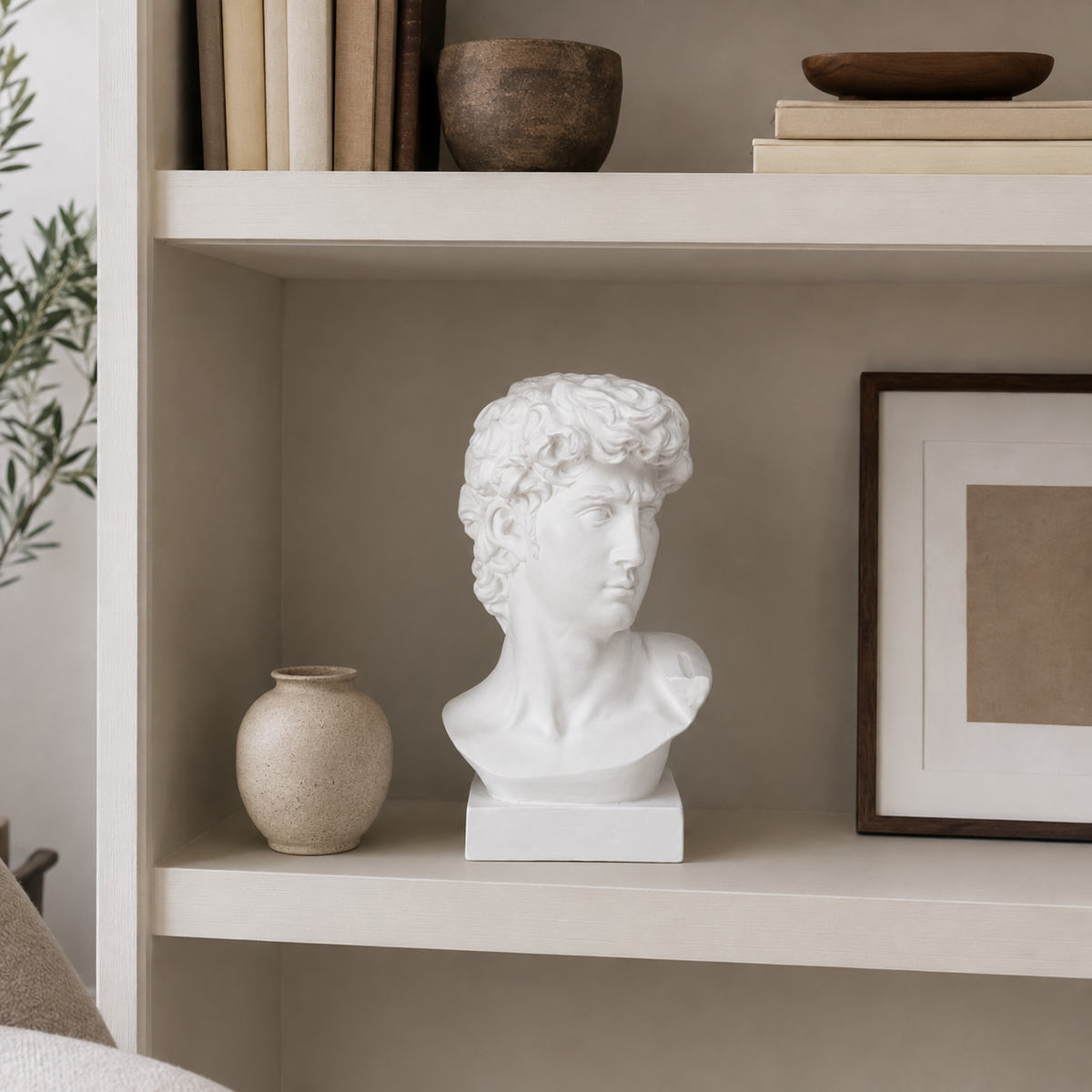 Gaviel White Resin Head Sculpture