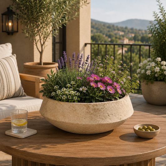 Henrietta Sculptural Cement Bowl Planter