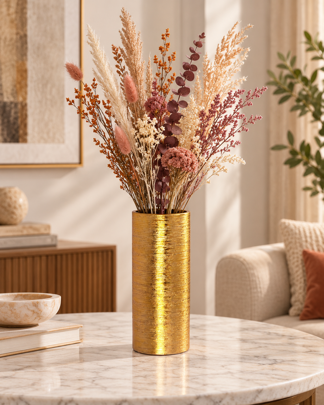 Kaelor Brushed Gold Ceramic Vase