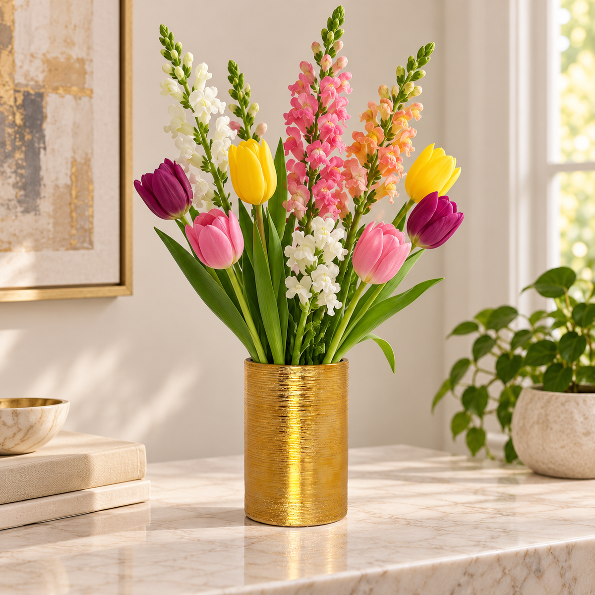 Kaelor Brushed Gold Ceramic Vase