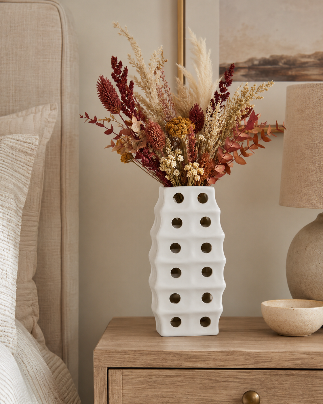 Kaida Ceramic Square Irregular Vase with Round Cutout