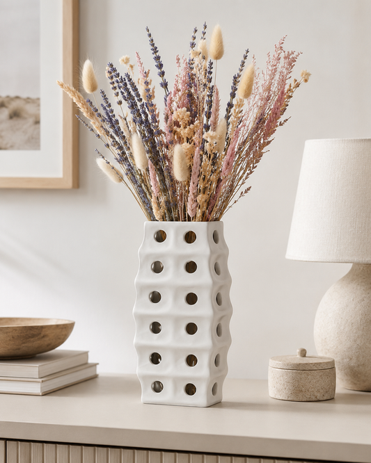 Kaida Ceramic Square Irregular Vase with Round Cutout