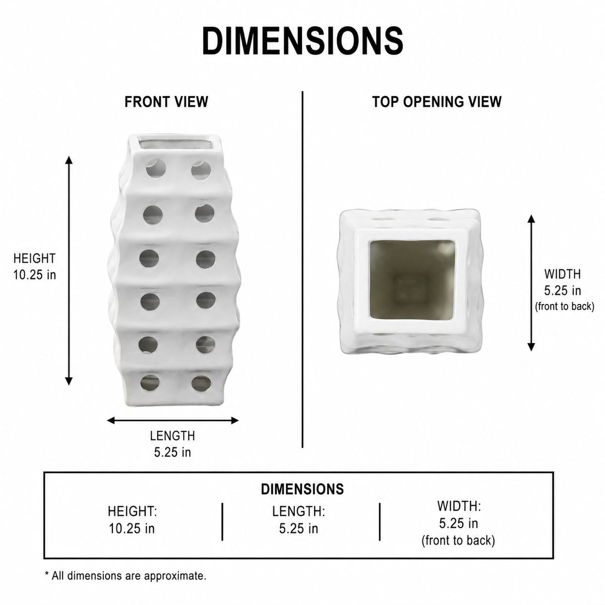 Kaida Ceramic Square Irregular Vase with Round Cutout