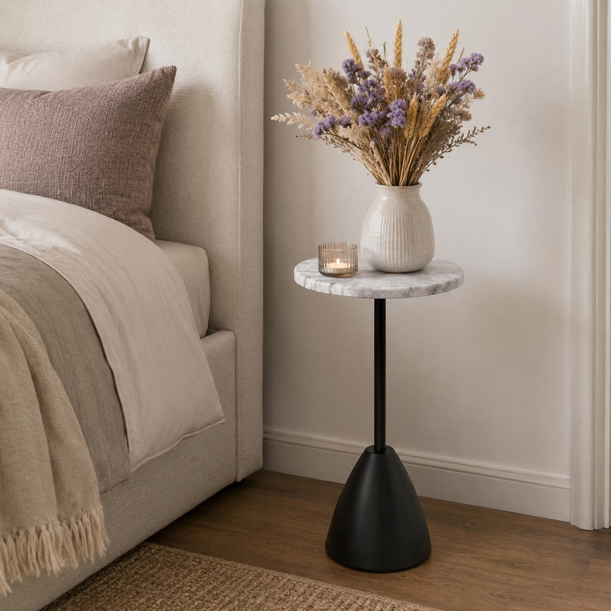 Kara Wooden Table with Metal Stand Knockdown