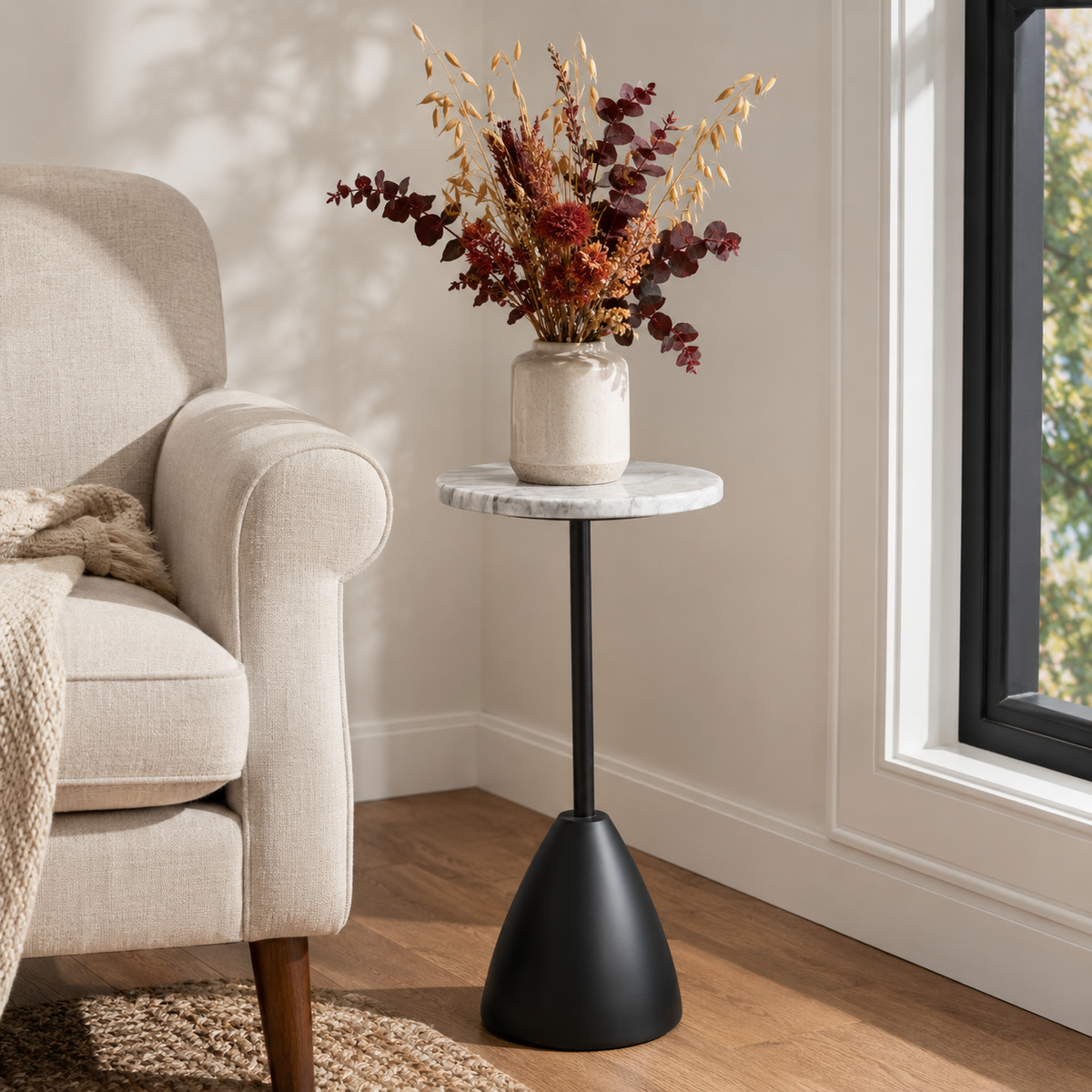 Kara Wooden Table with Metal Stand Knockdown