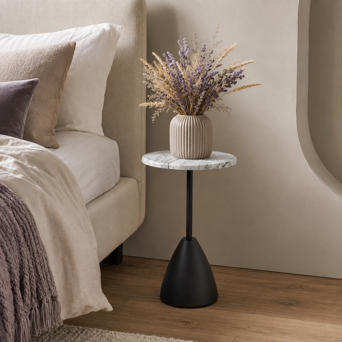Kara Wooden Table with Metal Stand Knockdown