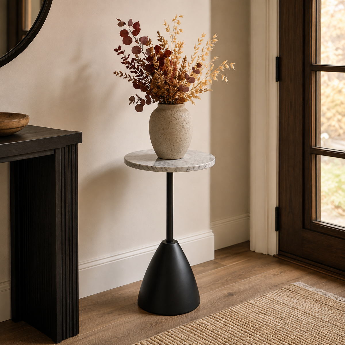 Kara Wooden Table with Metal Stand Knockdown