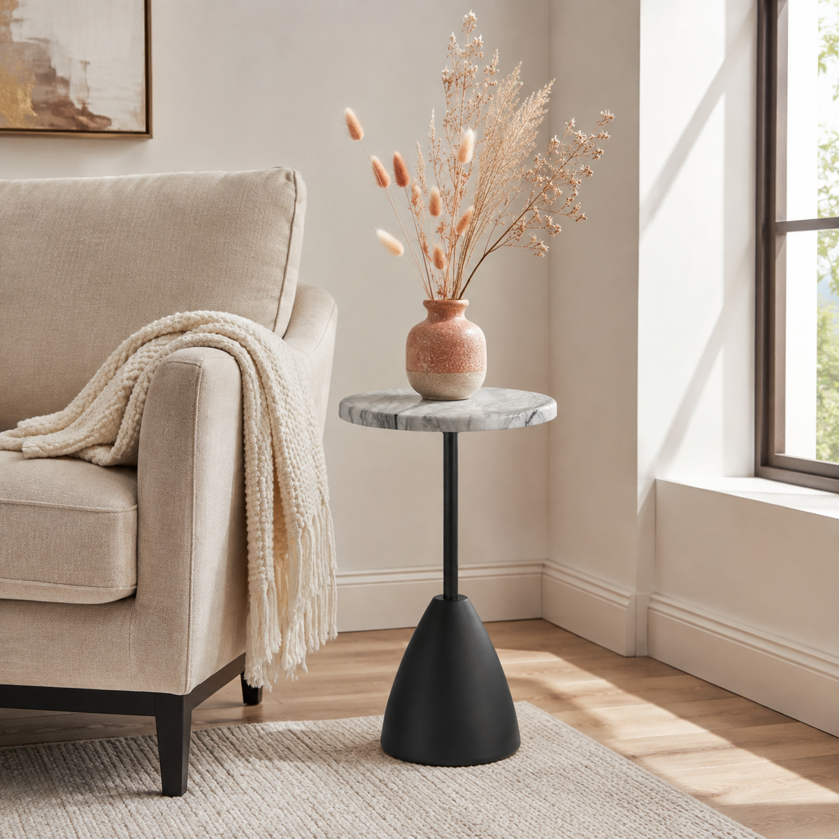 Kara Wooden Table with Metal Stand Knockdown