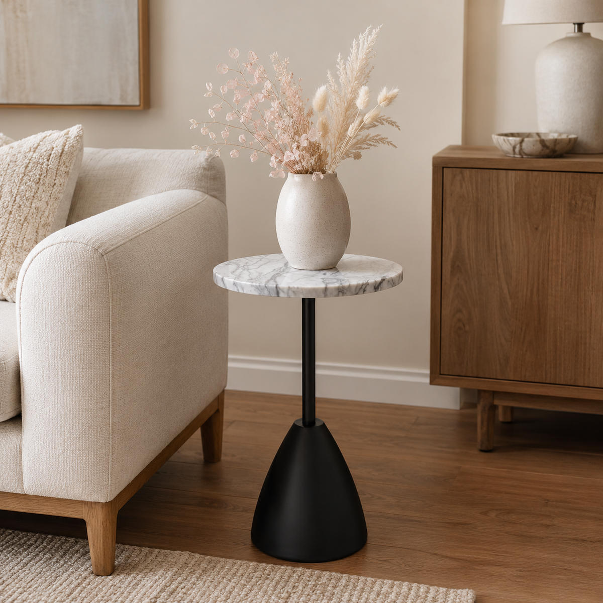 Kara Wooden Table with Metal Stand Knockdown