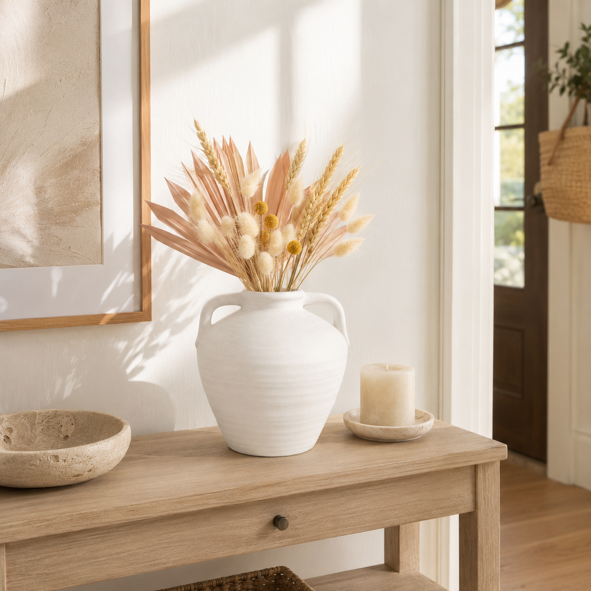 Katherine Bulbous Ceramic Vase with Dual Side Handles