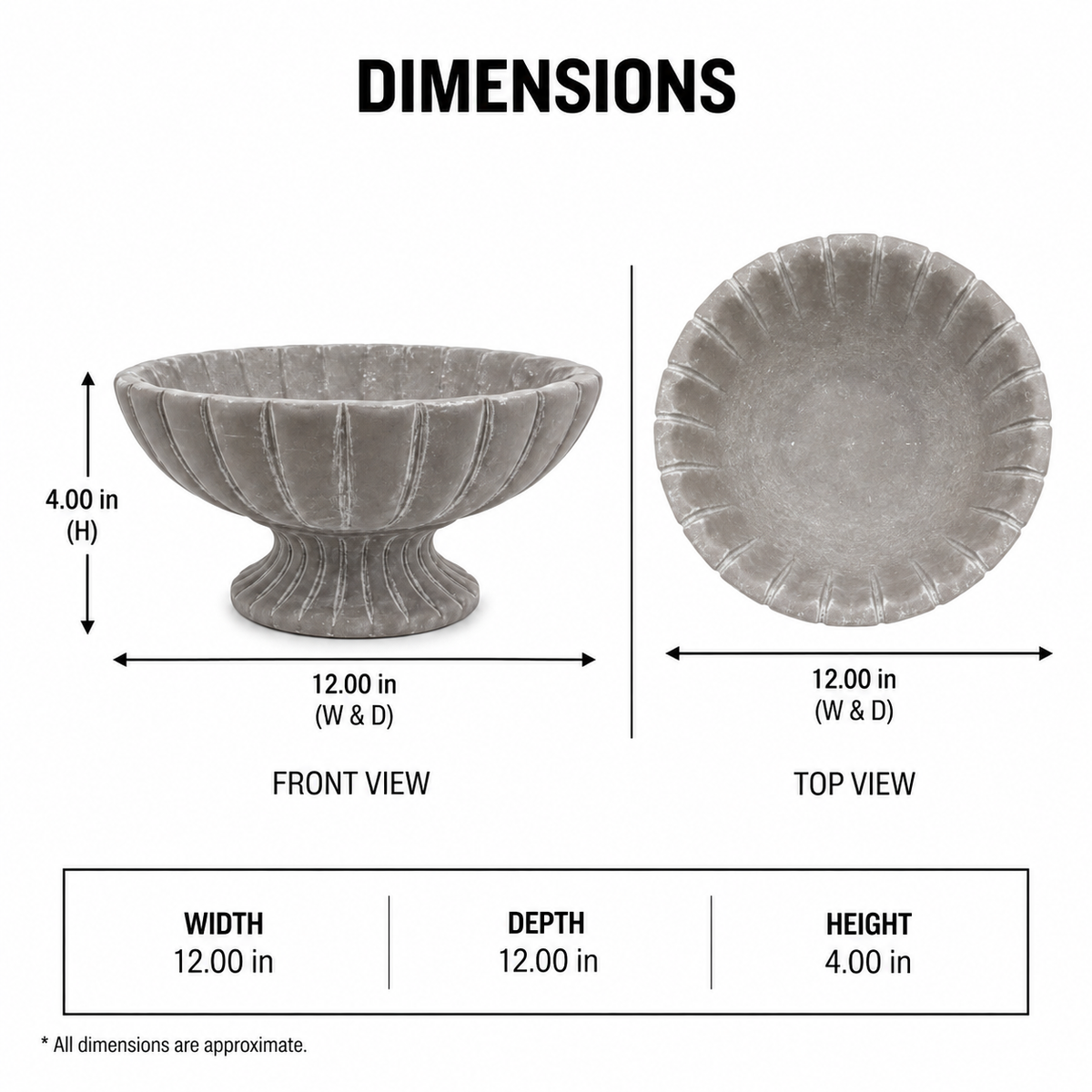 Lerie Fluted Cement Compote Bowl
