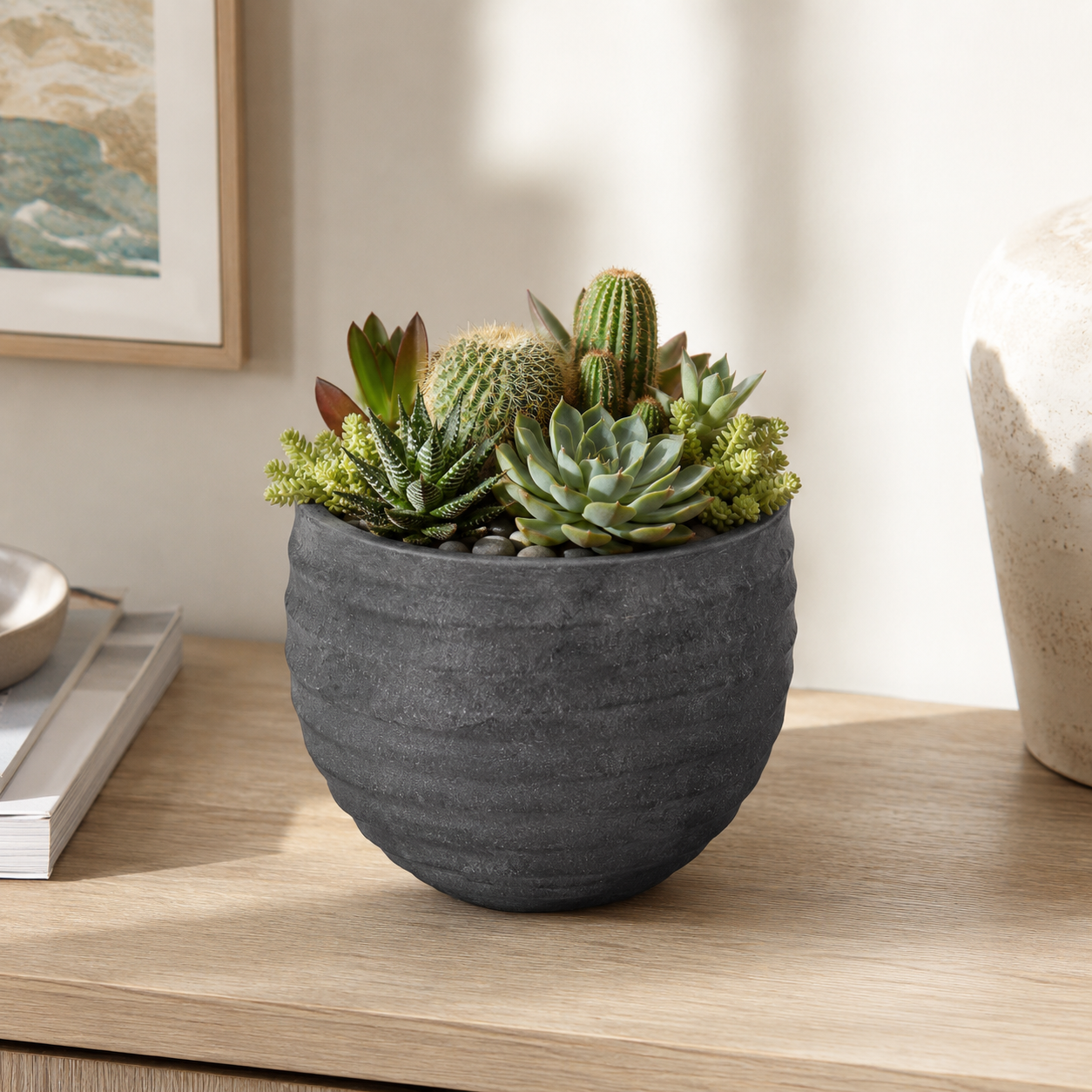 Lottie Blackish Cement Planter Pot