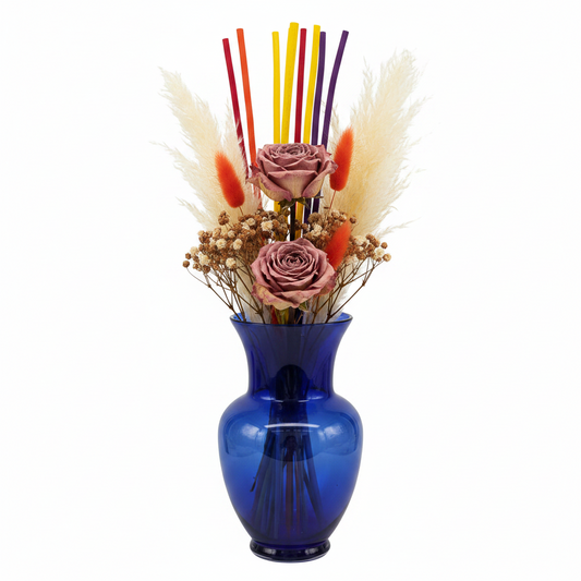 Evian Ginger Glass Vase with Bulbous Body & Flared Rim