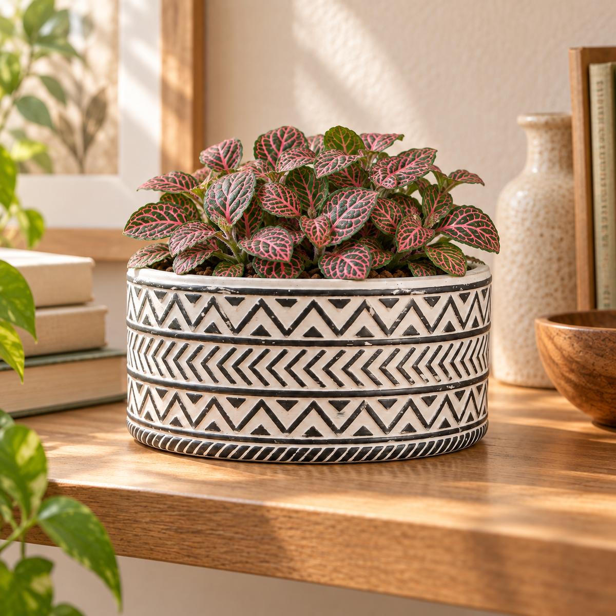 Mara Ceramic Wide Round Tribal Pot