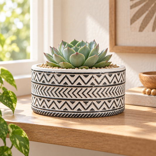 Mara Ceramic Wide Round Tribal Pot