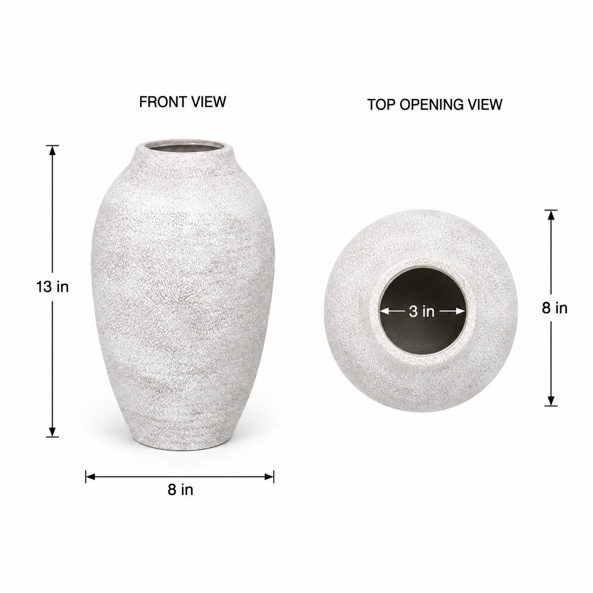 Laci Tall Ovoid Ceramic Vase with Textured Striations