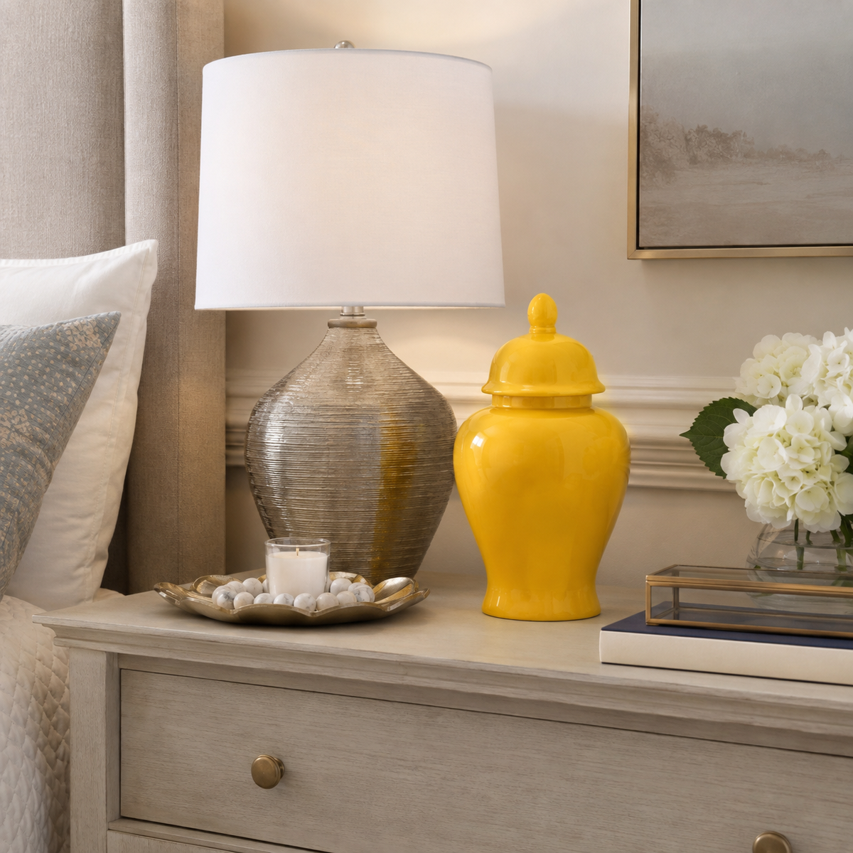 Moshe Yellow Ceramic Ginger Jar