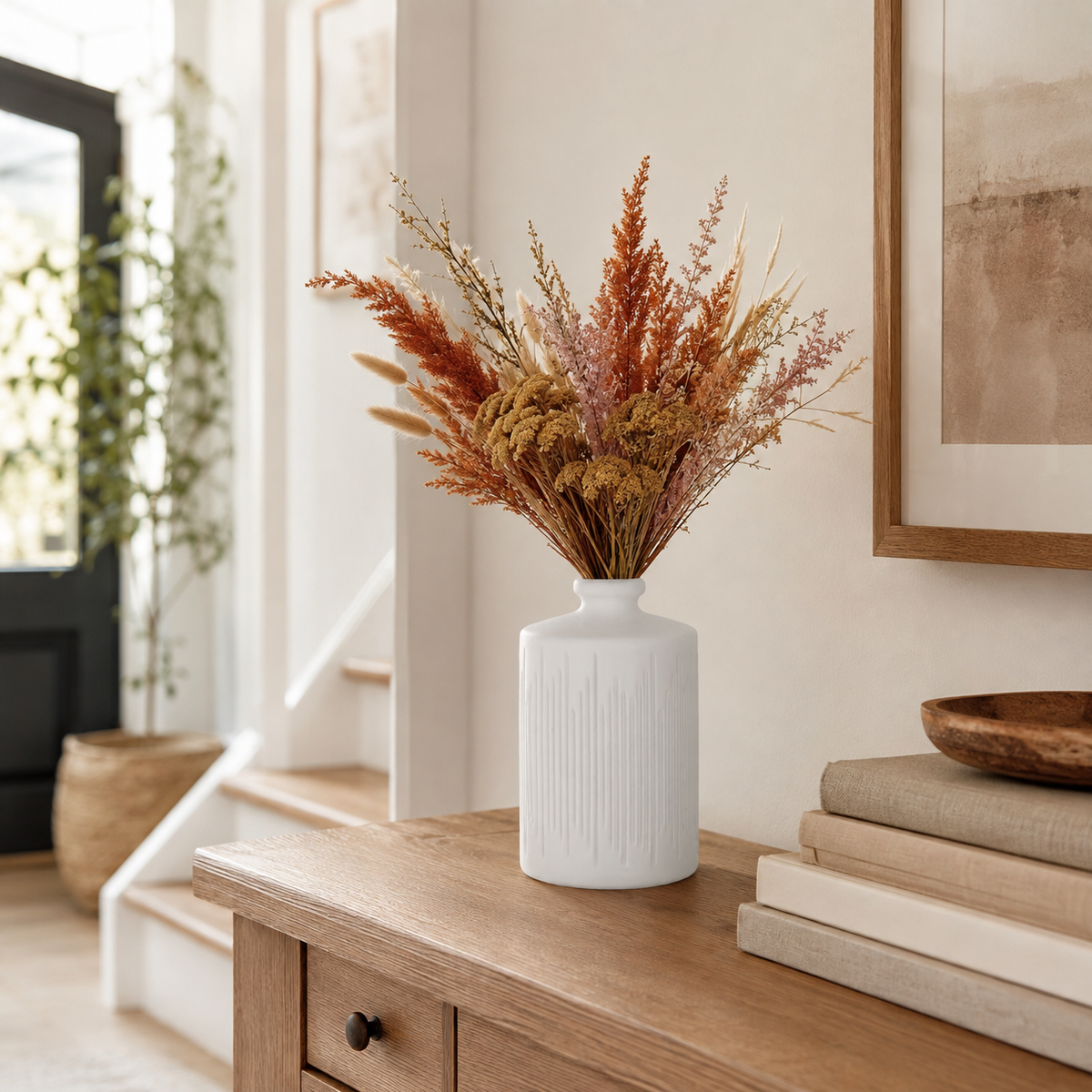 Myra Engraved Ceramic Bottle Vase