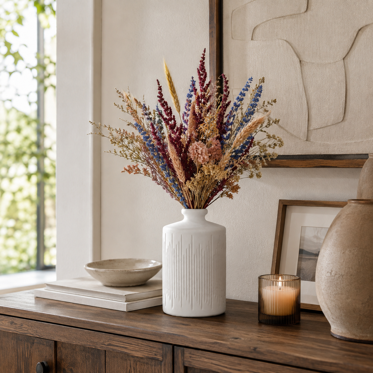 Myra Engraved Ceramic Bottle Vase