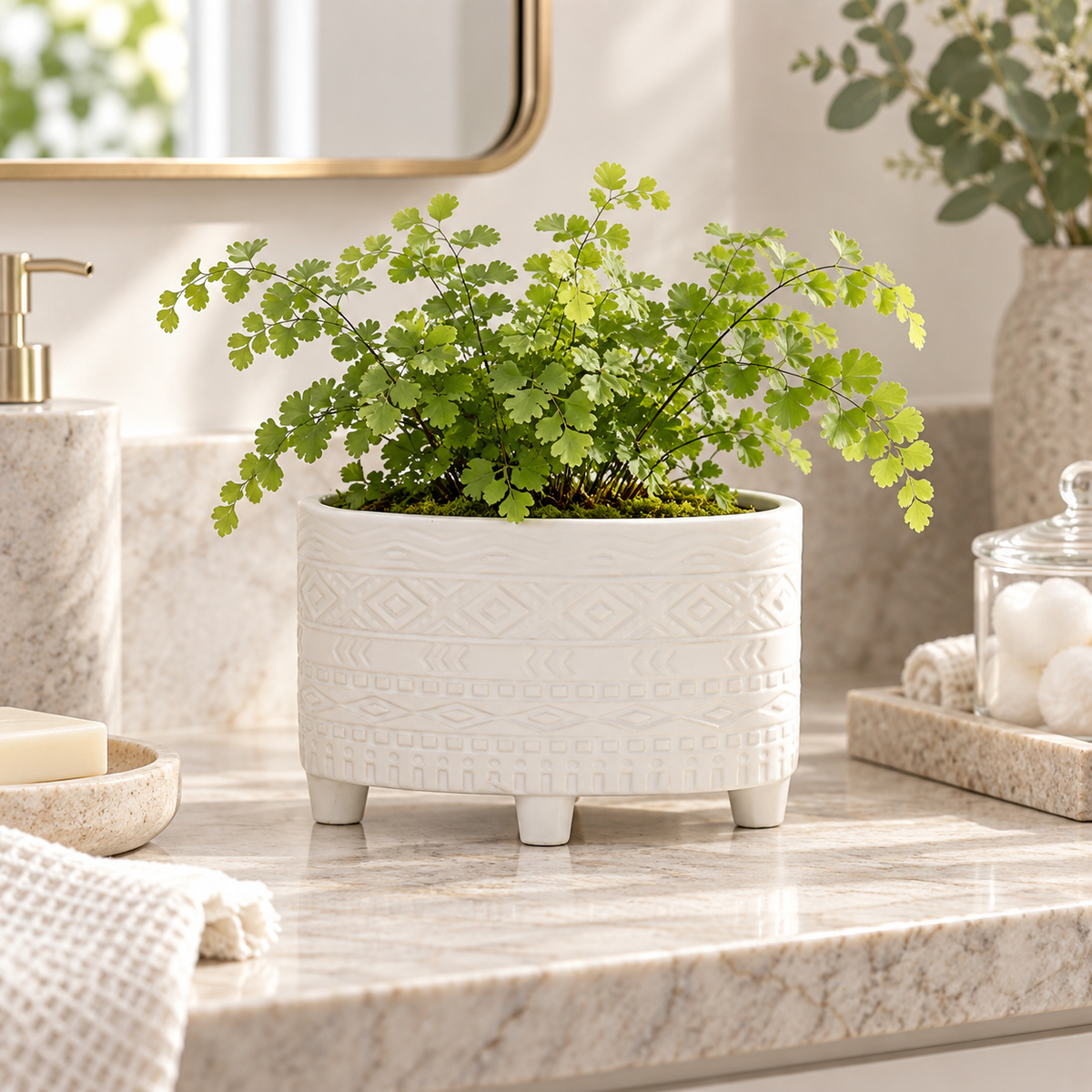 Naya Ceramic Oval Tribal Pot with Stand