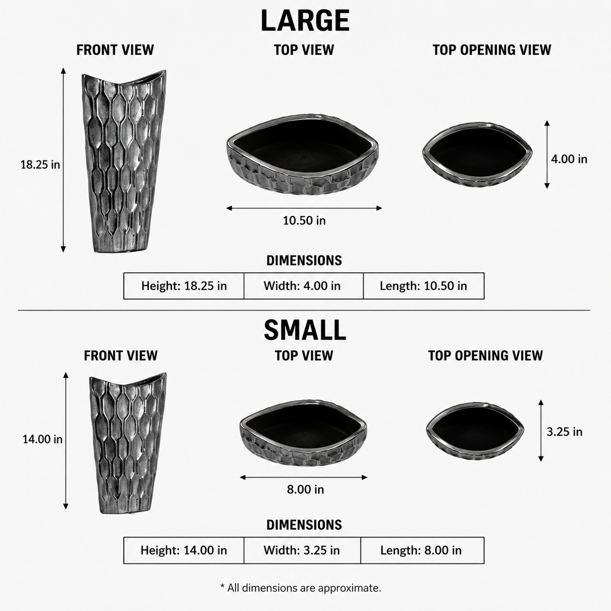 Niven Honeycomb Oval Metallic Vase