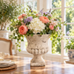 Nona Fluted Pedestal Cement Urn Planter
