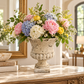 Nona Fluted Pedestal Cement Urn Planter