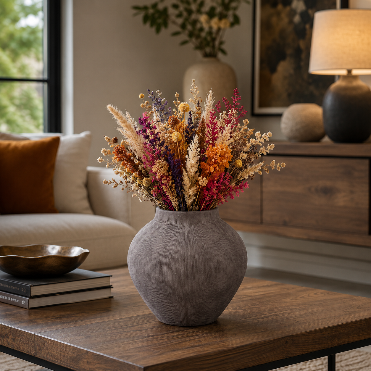 Pavati Ribbed Terracotta Egg-Shaped Vase