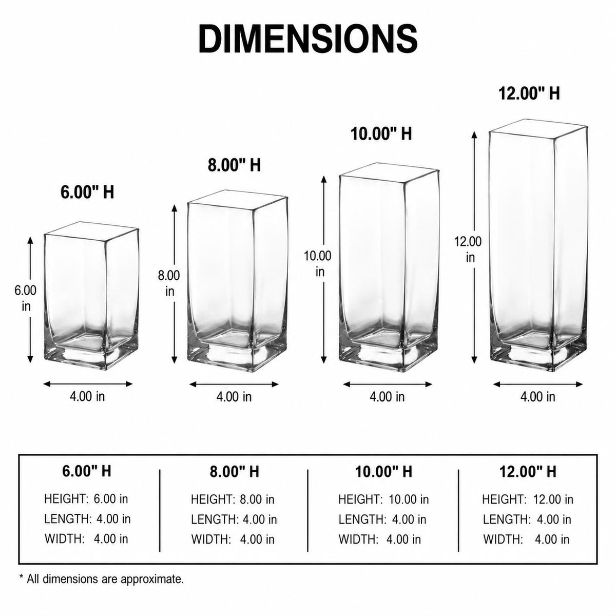 Roux Clear Glass Square Vase