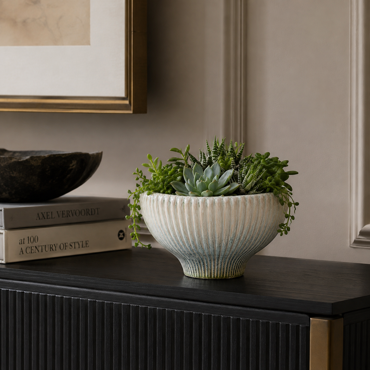 Ryze Fluted Footed Ceramic Bowl